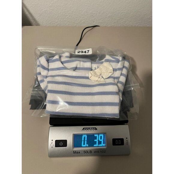 Janie and Jack Striped Peplum Bow Short Sleeve Pullover Top Blouse 0-3 Months - Picture 7 of 7